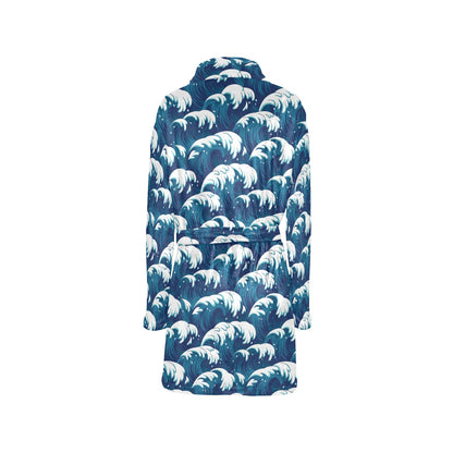 Ocean Wave Pattern Print Women's Fleece Robe