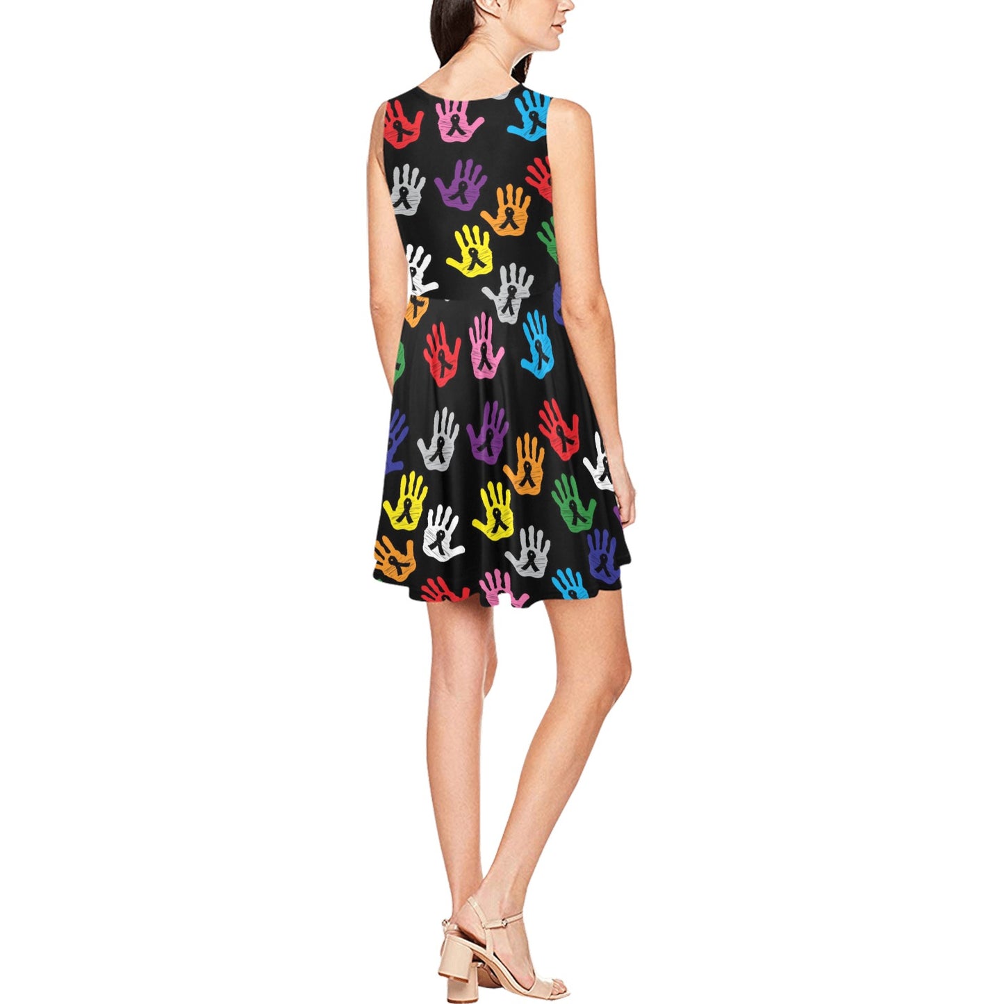 Cancer Awareness Pattern Print Design 04 Sleeveless Dress