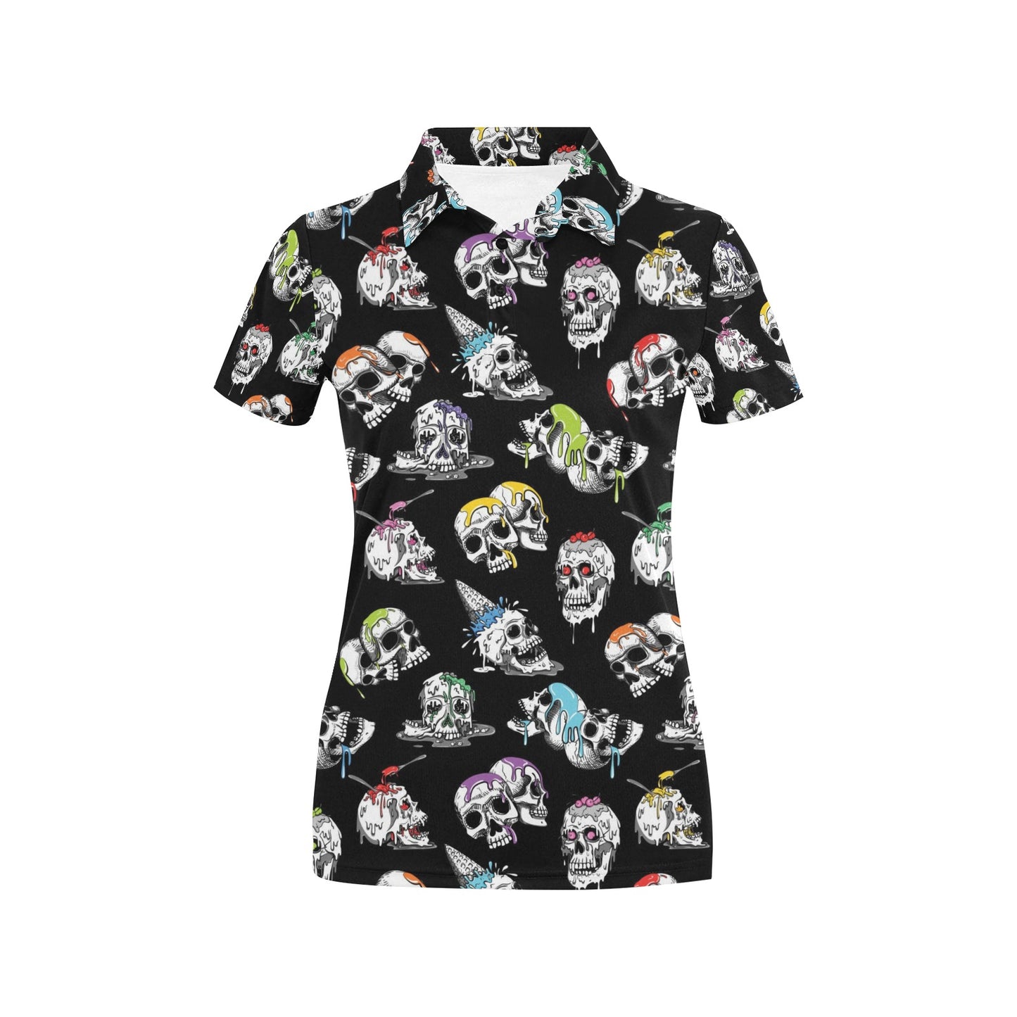 Skull Print Design LKS3013 Women's Polo Shirt
