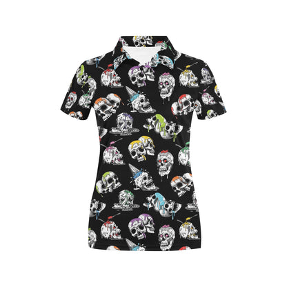 Skull Print Design LKS3013 Women's Polo Shirt