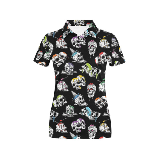Skull Print Design LKS3013 Women's Polo Shirt