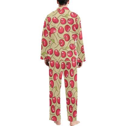 Cherry Pattern Print Design CH05 Men's Long Pajama Set