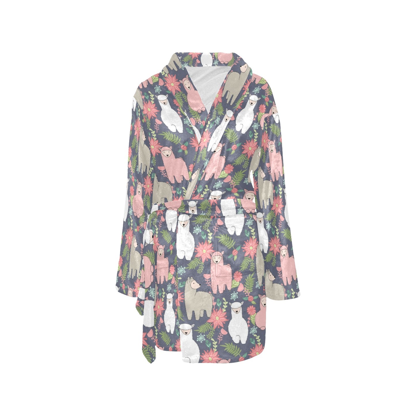 Alpaca Pattern Print Design 03 Women's Fleece Robe