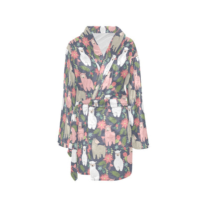 Alpaca Pattern Print Design 03 Women's Fleece Robe