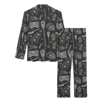 Lacrosse Pattern Print Design 01 Women's Long Pajama Set