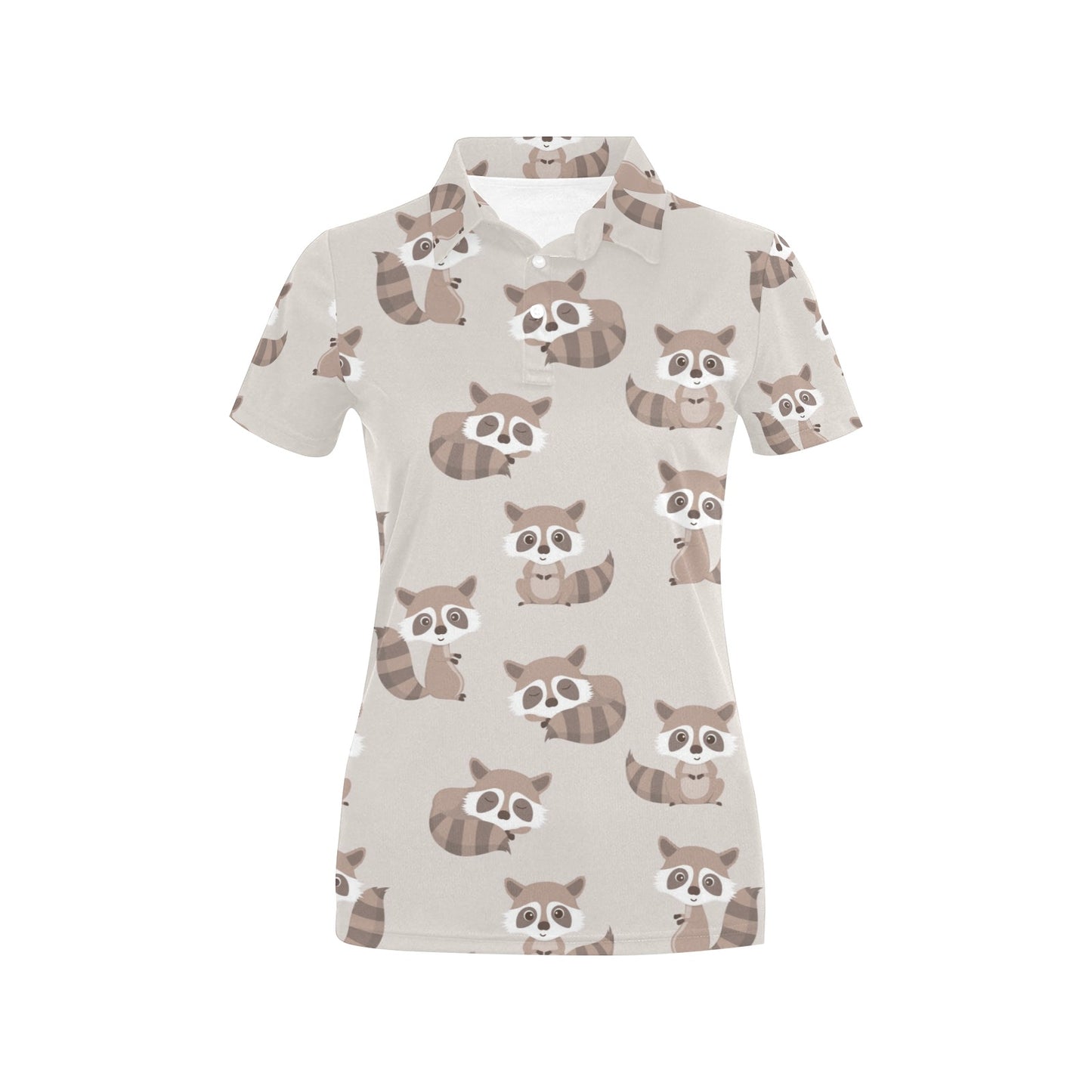 Raccoon Pattern Print Design A05 Women's Polo Shirt