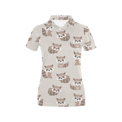 Raccoon Pattern Print Design A05 Women's Polo Shirt