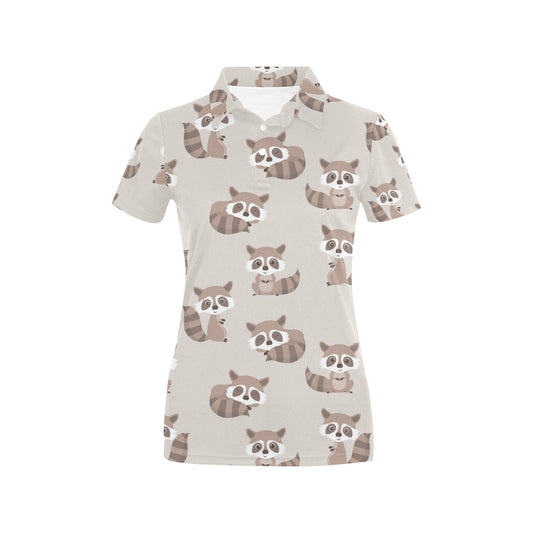Raccoon Pattern Print Design A05 Women's Polo Shirt