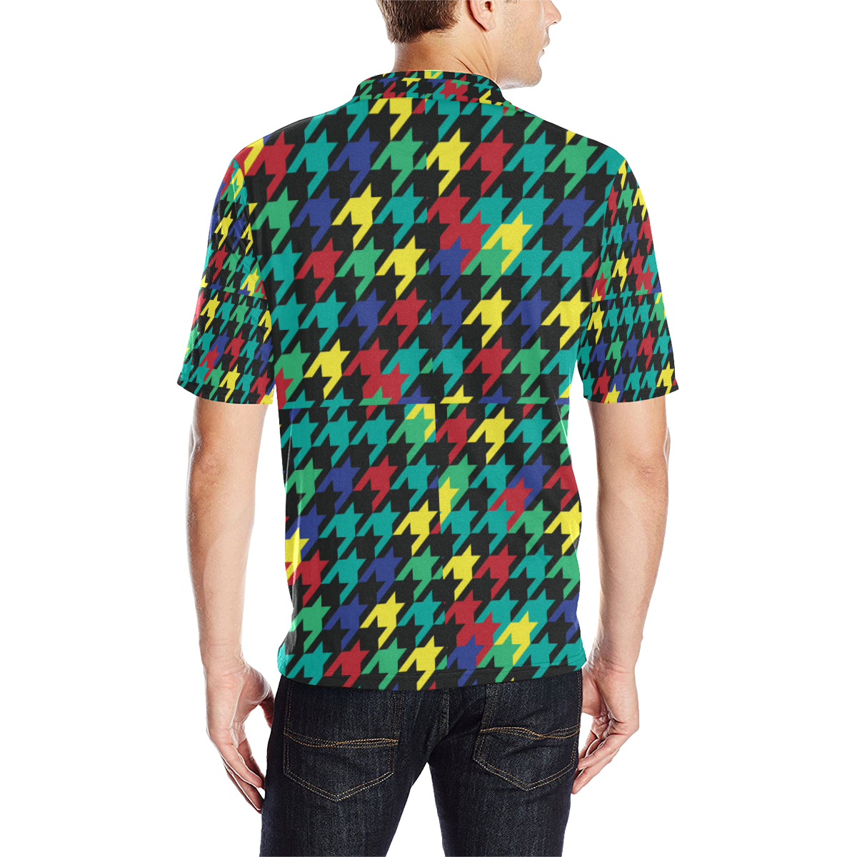 Houndstooth Colorful Pattern Print Design 02 Men Polo Shirt