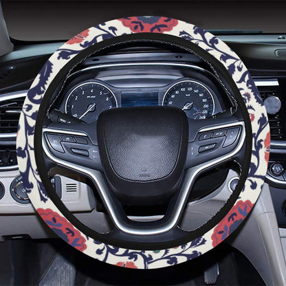 Suzani Print Design LKS304 Steering Wheel Cover with Elastic Edge