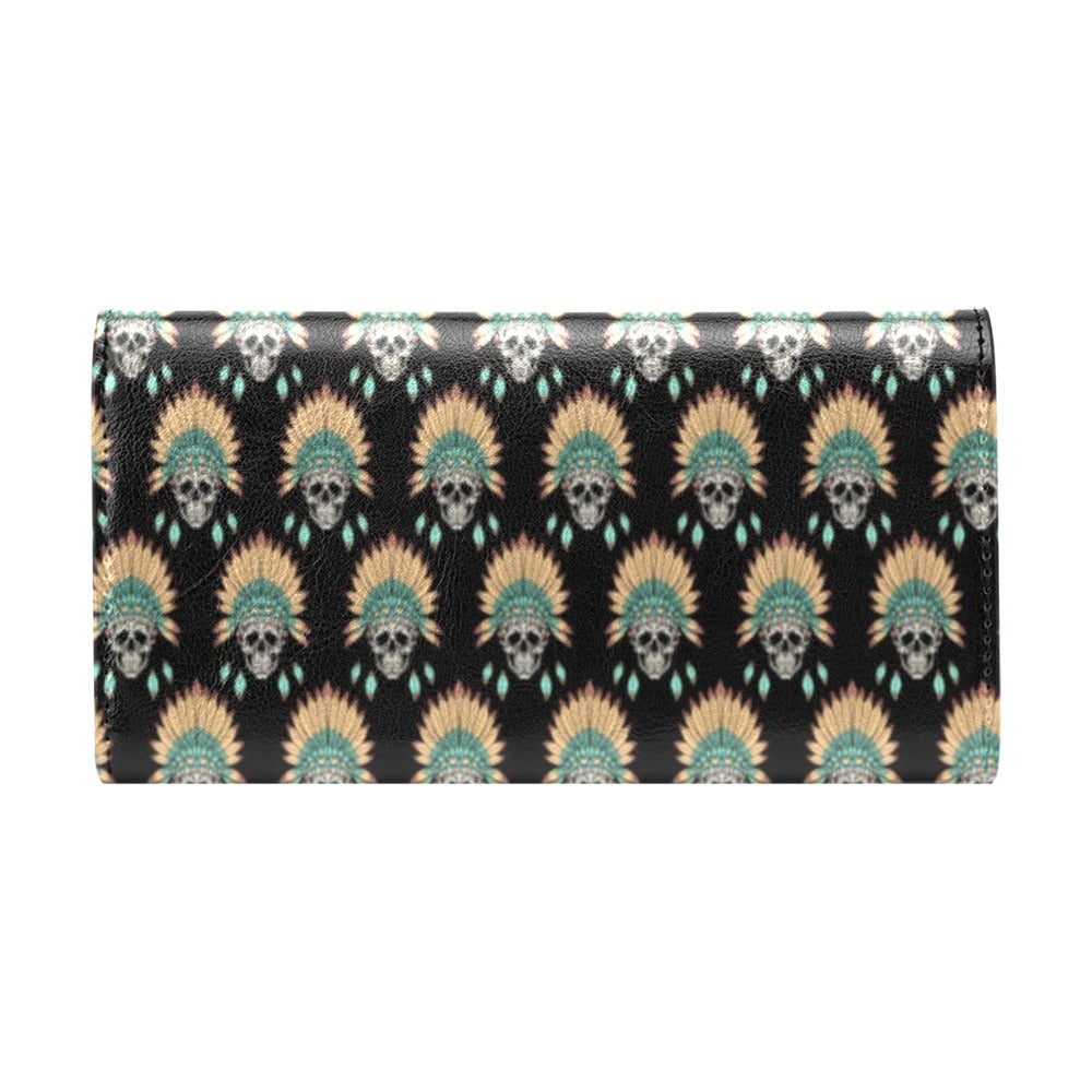 American indian Skull Pattern Women's Trifold Wallet