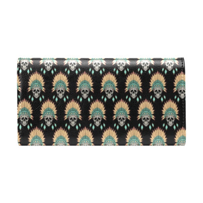American indian Skull Pattern Women's Trifold Wallet
