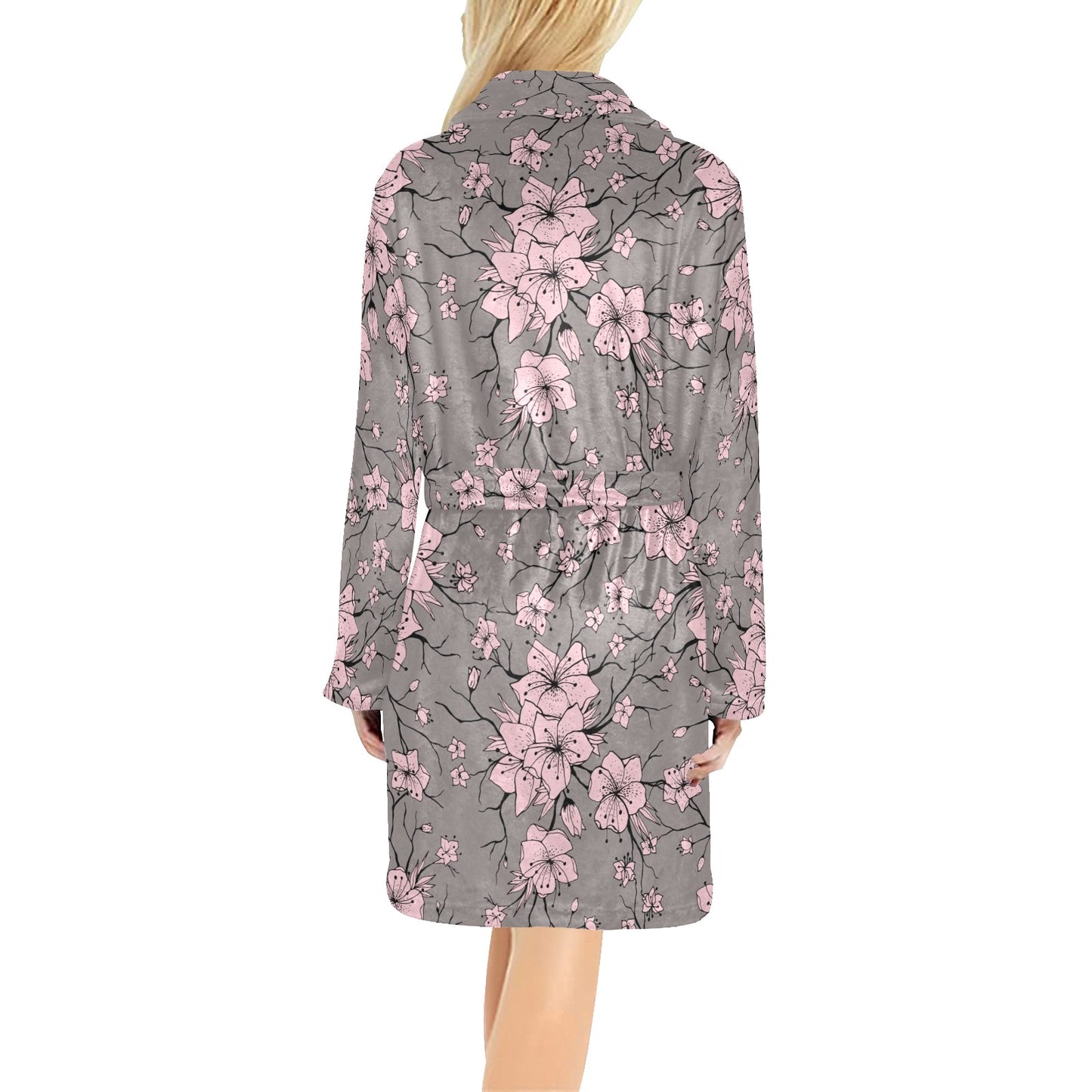 Cherry Blossom Pattern Print Design CB05 Women's Fleece Robe