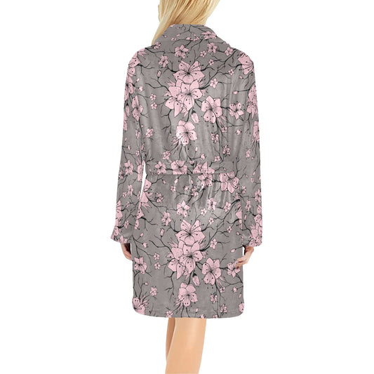 Cherry Blossom Pattern Print Design CB05 Women's Fleece Robe