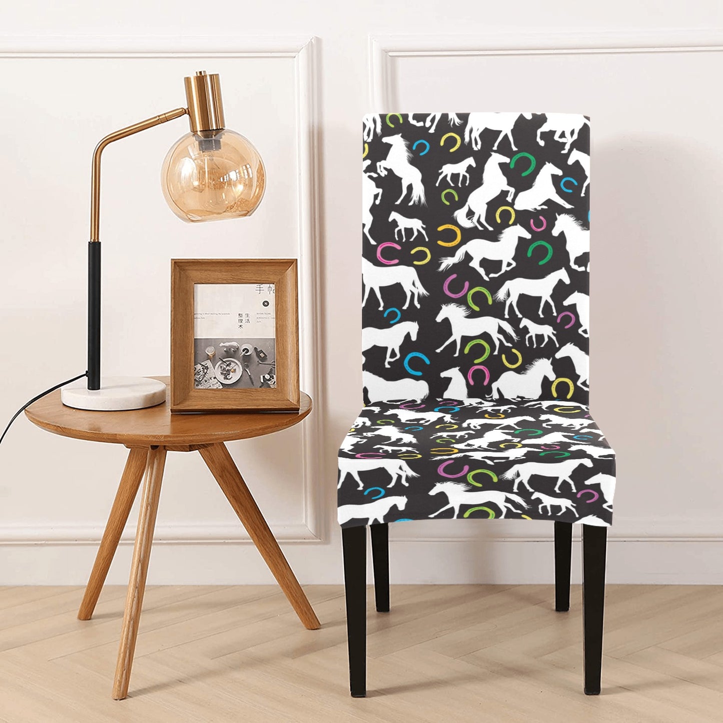Horse Hoof Colorful Print Design LKS301 Dining Chair Slipcover