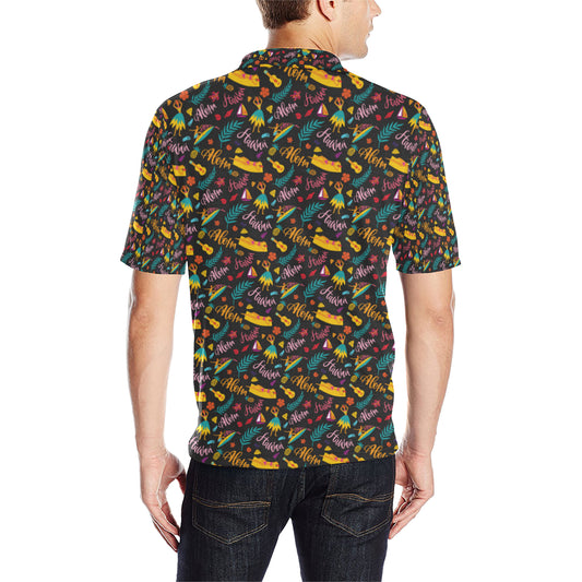 Aloha Hawaii Summer Design Themed Print Men Polo Shirt