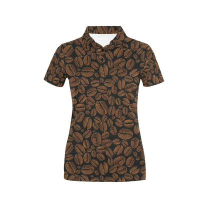 Coffee Pattern Print Design 01 Women's Polo Shirt