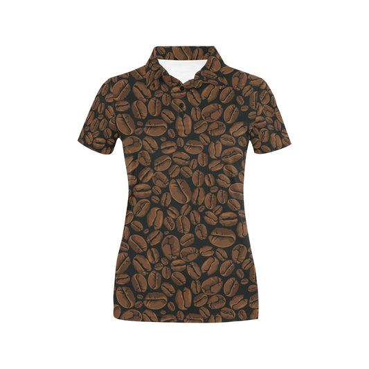 Coffee Pattern Print Design 01 Women's Polo Shirt