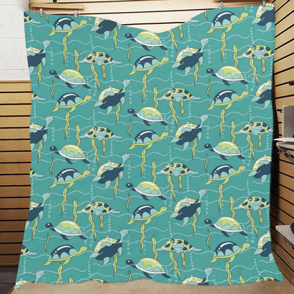 Sea Turtle Pattern Print Design T08 Premium Quilt
