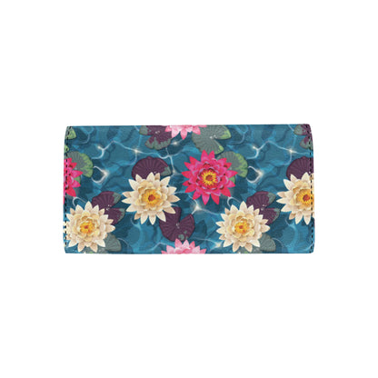 Water Lily Pattern Print Design WL05 Women's Trifold Wallet