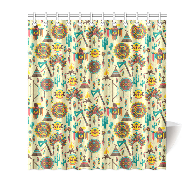 Tribal indians native american aztec Shower Curtain
