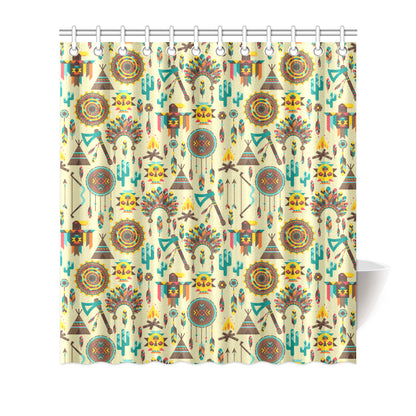 Tribal indians native american aztec Shower Curtain