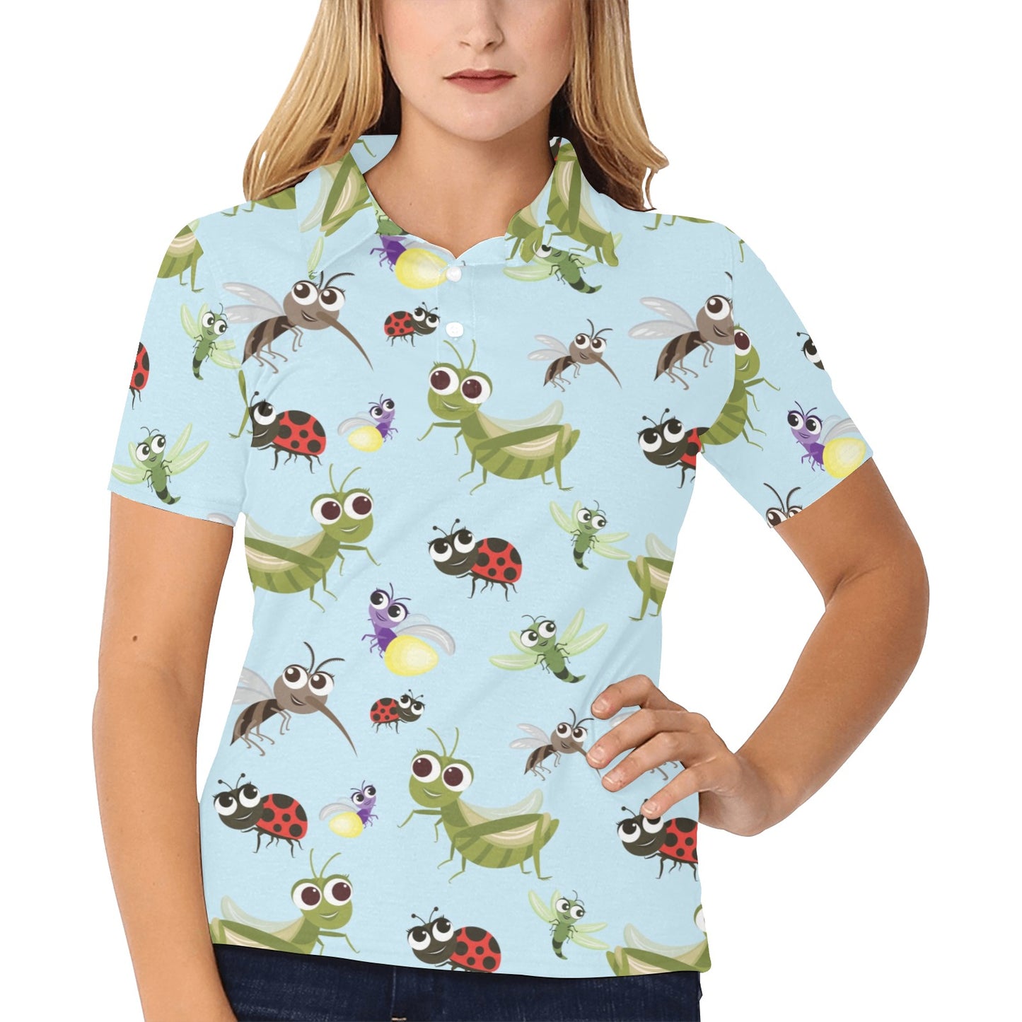 Ladybug Pattern Print Design 01 Women's Polo Shirt