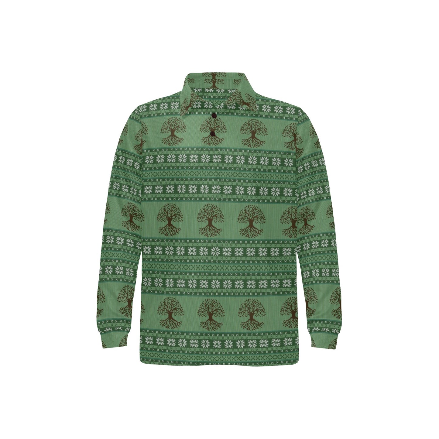 Celtic Pattern Print Design 09 Long Sleeve Polo Shirt For Men's