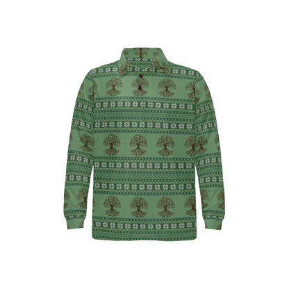 Celtic Pattern Print Design 09 Long Sleeve Polo Shirt For Men's