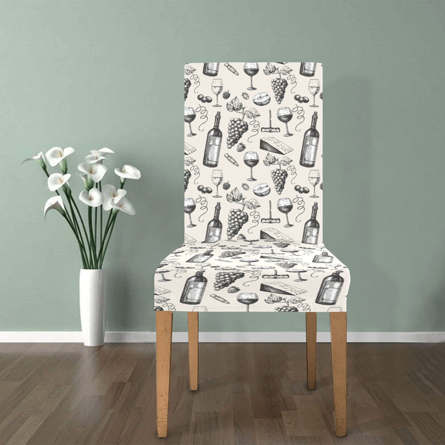 Wine Themed Print Design LKS306 Dining Chair Slipcover