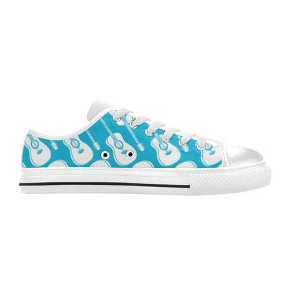 Acoustic Guitar Print Design LKS404 Women's White Low Top Shoes
