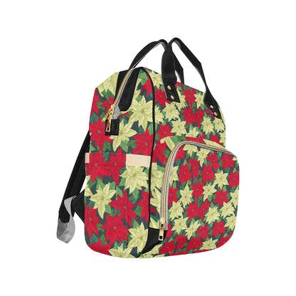 Poinsettia Pattern Print Design POT06 Diaper Bag Backpack