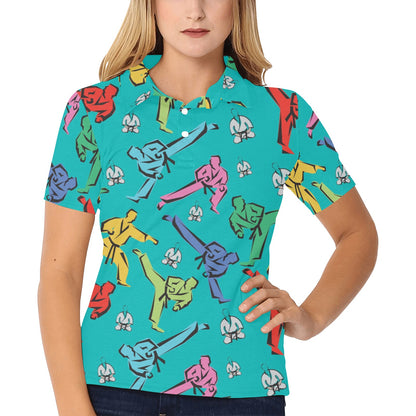 Judo Pattern Print Design 01 Women's Polo Shirt
