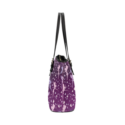 Fairy Pink Print Pattern Leather Tote Bag