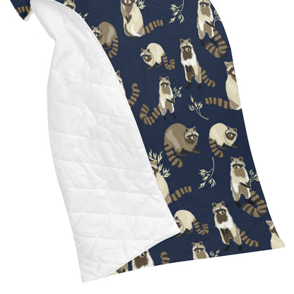 Raccoon Pattern Print Design A06 Premium Quilt