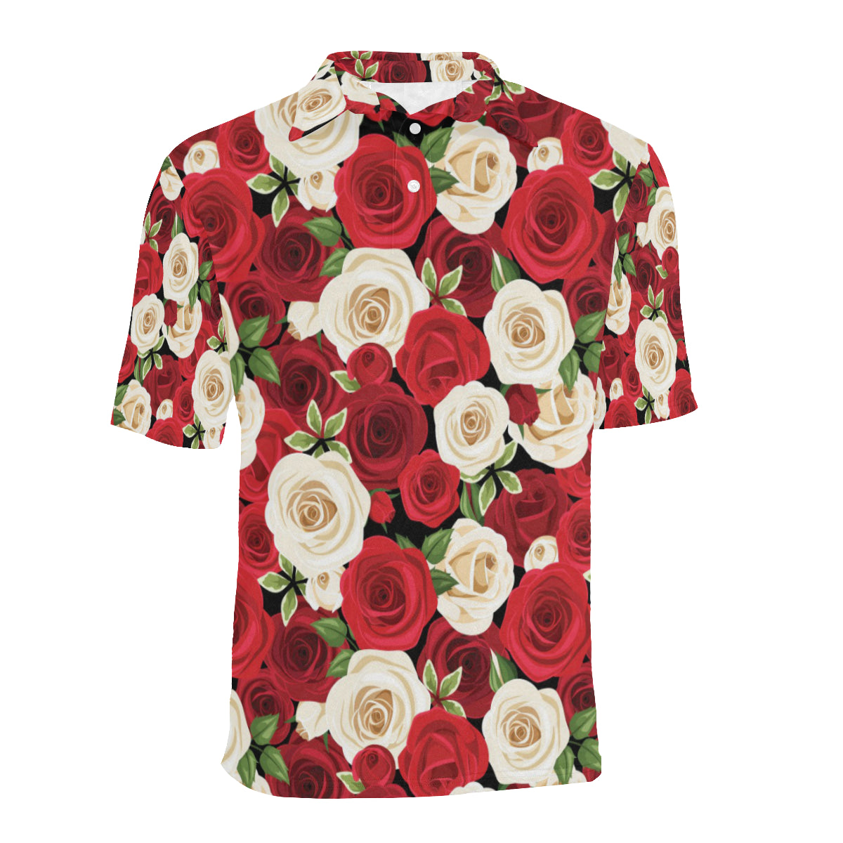 Rose Pattern Print Design RO06 Men Polo Shirt