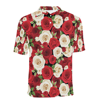 Rose Pattern Print Design RO06 Men Polo Shirt