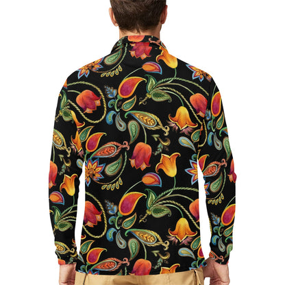 Tulip Boho Pattern Print Design TP09 Long Sleeve Polo Shirt For Men's