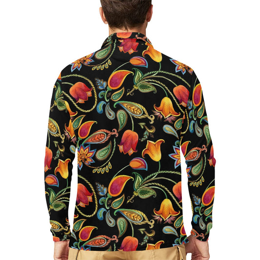 Tulip Boho Pattern Print Design TP09 Long Sleeve Polo Shirt For Men's