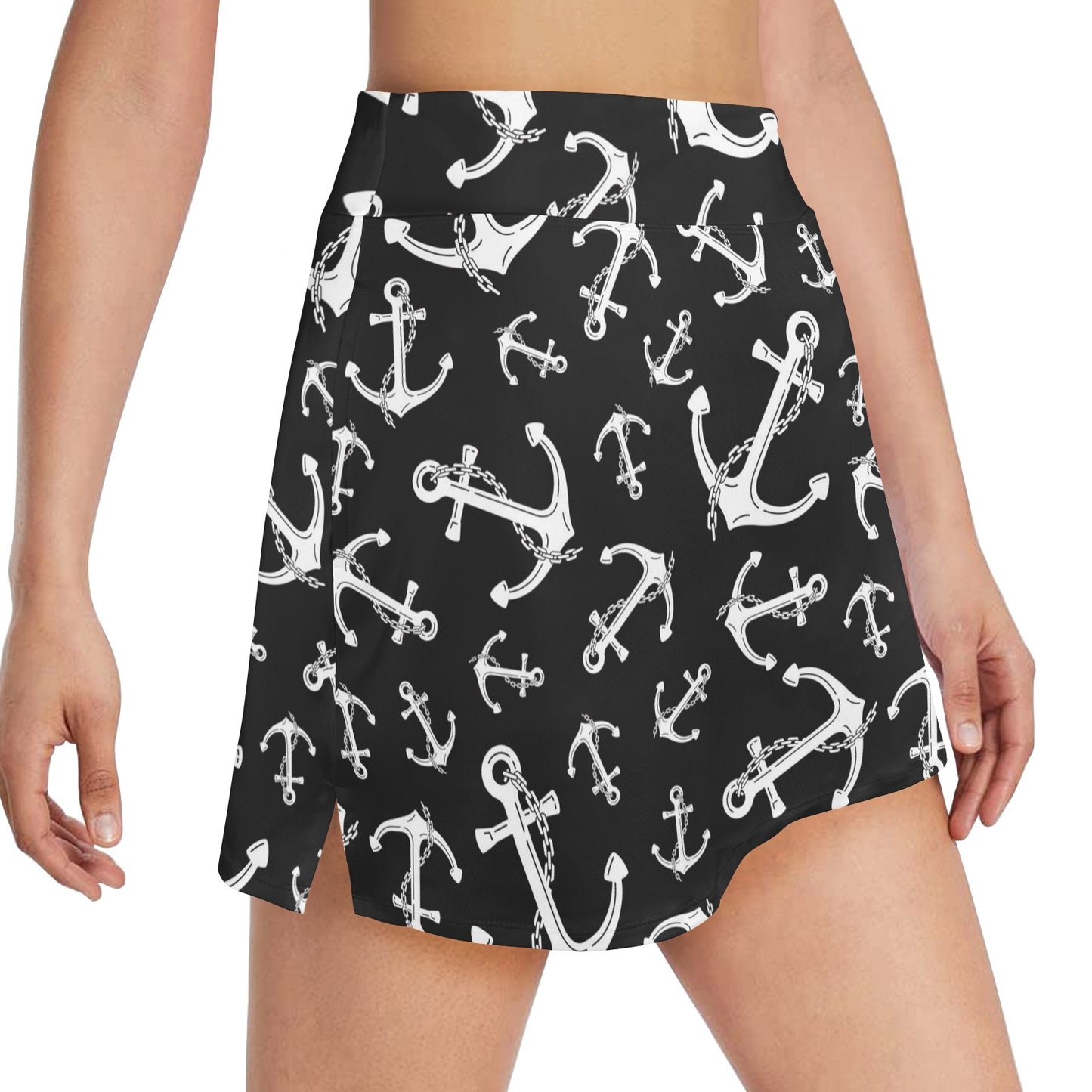 Anchor Black White 17" Golf & Pickleball Skort with Pockets