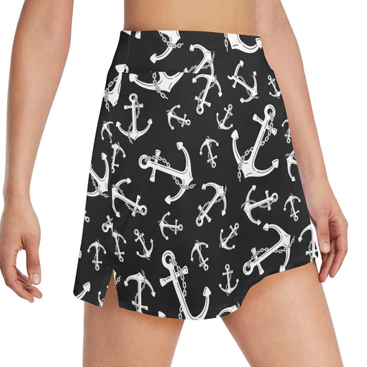 Anchor Black White 17" Golf & Pickleball Skort with Pockets