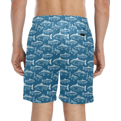 Salmon Fish Print Design LKS301 Men's Swim Trunks Beach Shorts