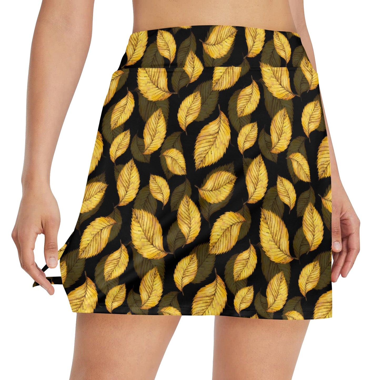 Elm Leave Summer Print Pattern 17" Golf & Pickleball Skort with Pockets
