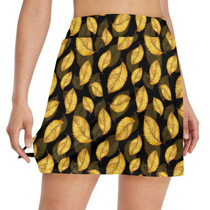 Elm Leave Summer Print Pattern 17" Golf & Pickleball Skort with Pockets