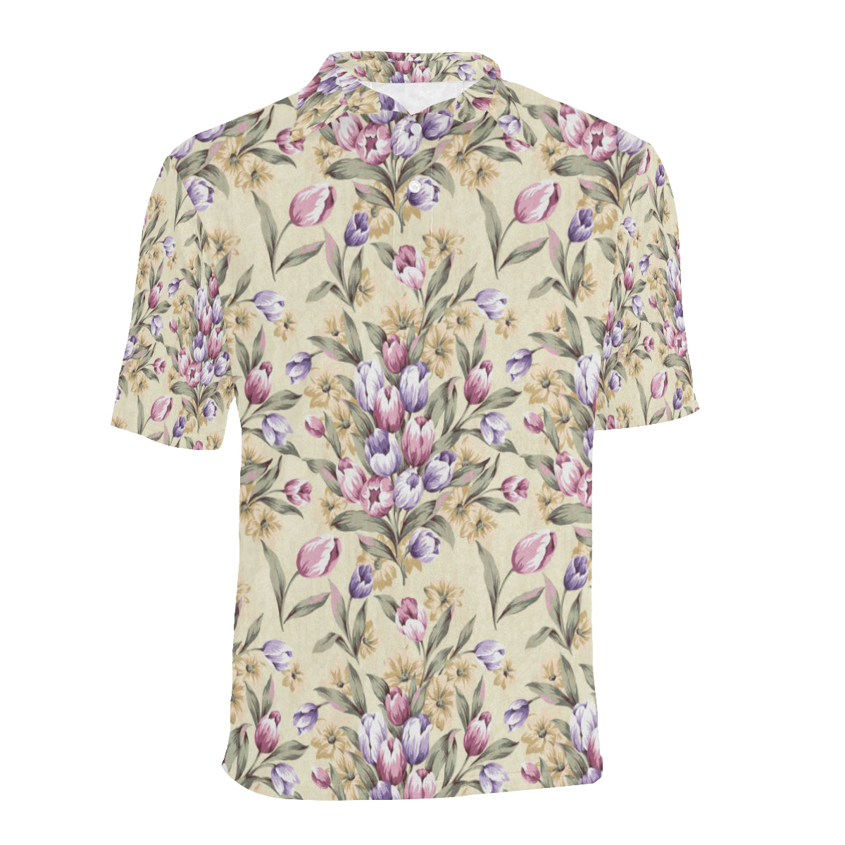 Tulip Pattern Print Design TP04 Men Polo Shirt