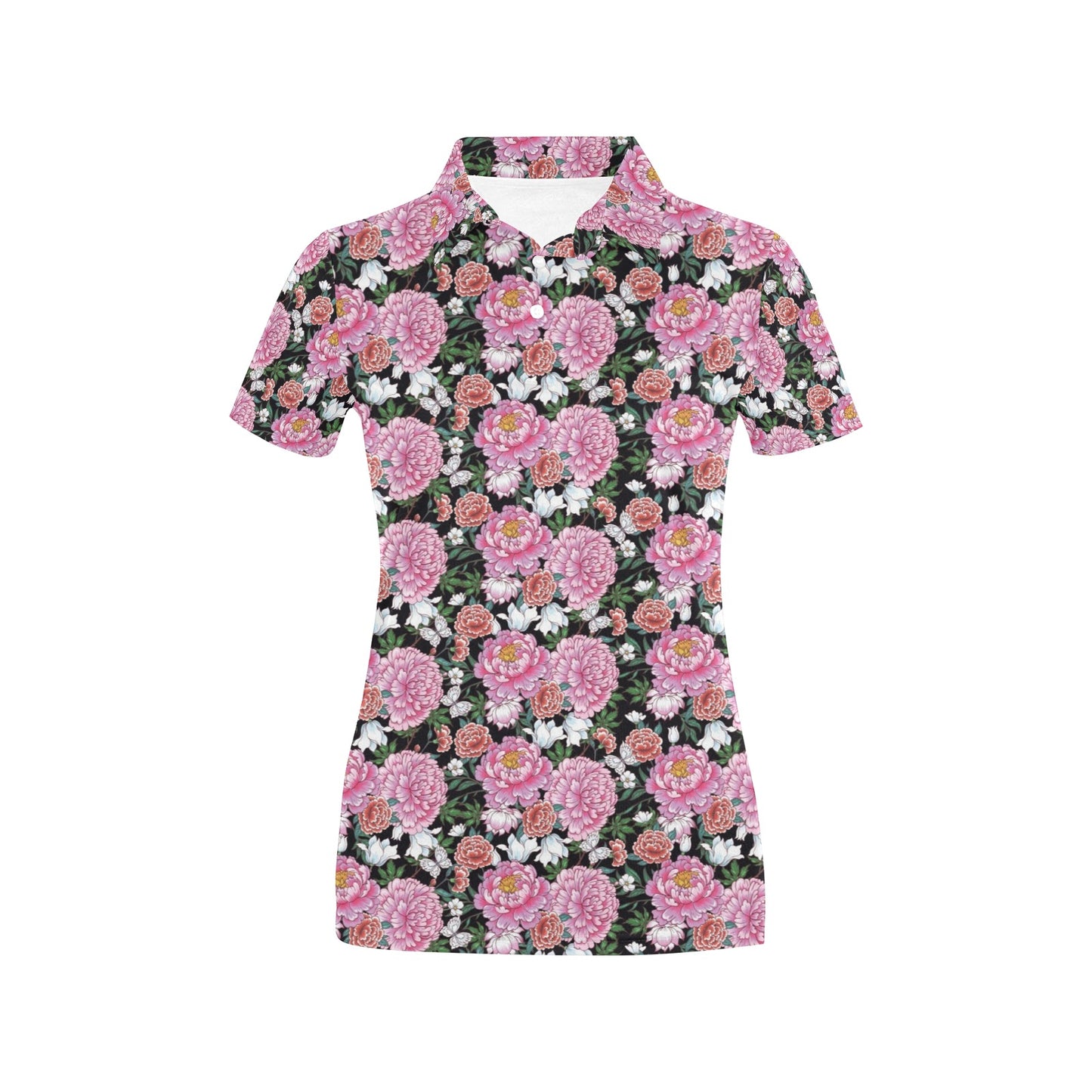 Dahlia Pattern Print Design 02 Women's Polo Shirt