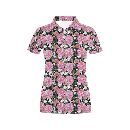 Dahlia Pattern Print Design 02 Women's Polo Shirt
