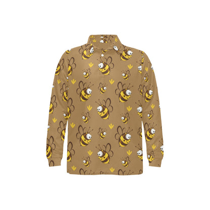Bee Pattern Print Design BEE09 Long Sleeve Polo Shirt For Men's