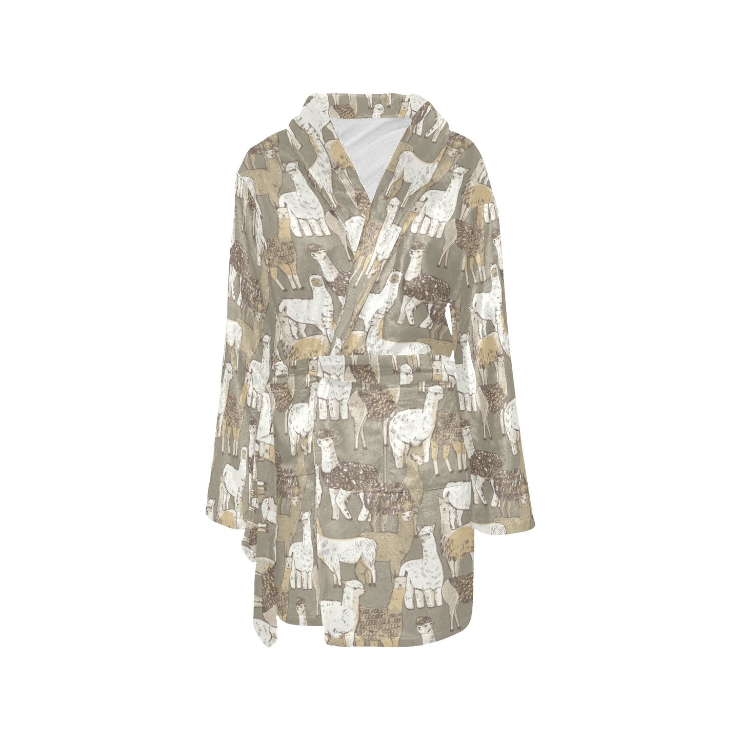 Alpaca Pattern Print Design 01 Women's Fleece Robe