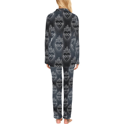 Christian Heart Tattoo Style Women's Long Pajama Set